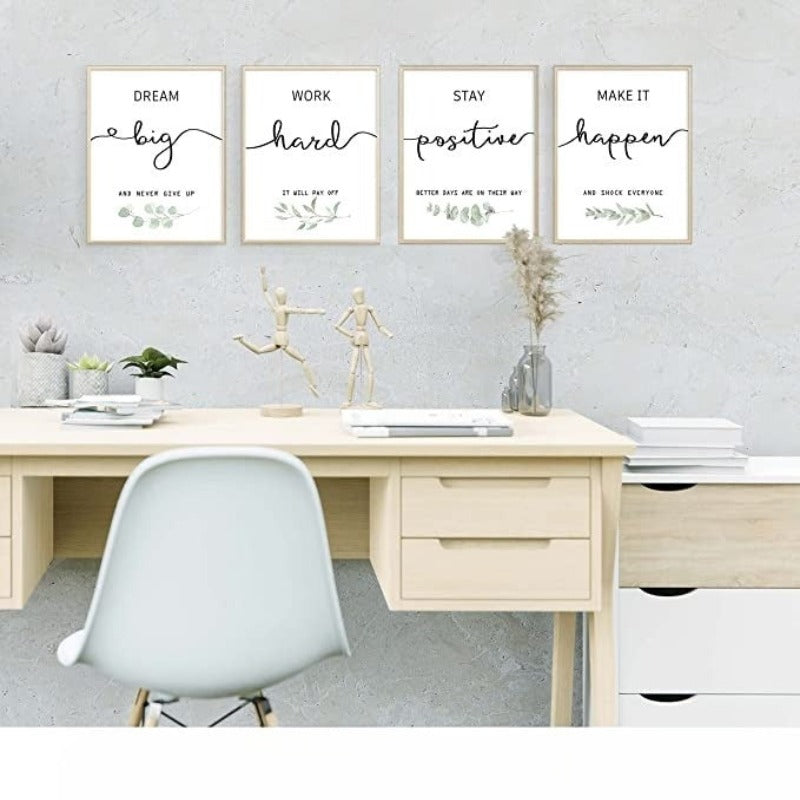 Inspirational Wall Art Office Decor, Motivational Unframed Wall Art Prints for Bedroom | Living Room | Office | Classroom, Daily Positive Affirmations Poster for Women Men Kids - Grafton Collection