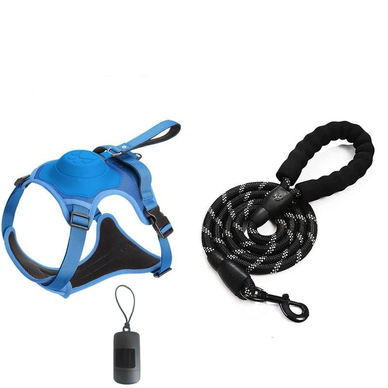 Pet Harness And Pet Leash Set With Pet Waste Bag Holder - Grafton Collection