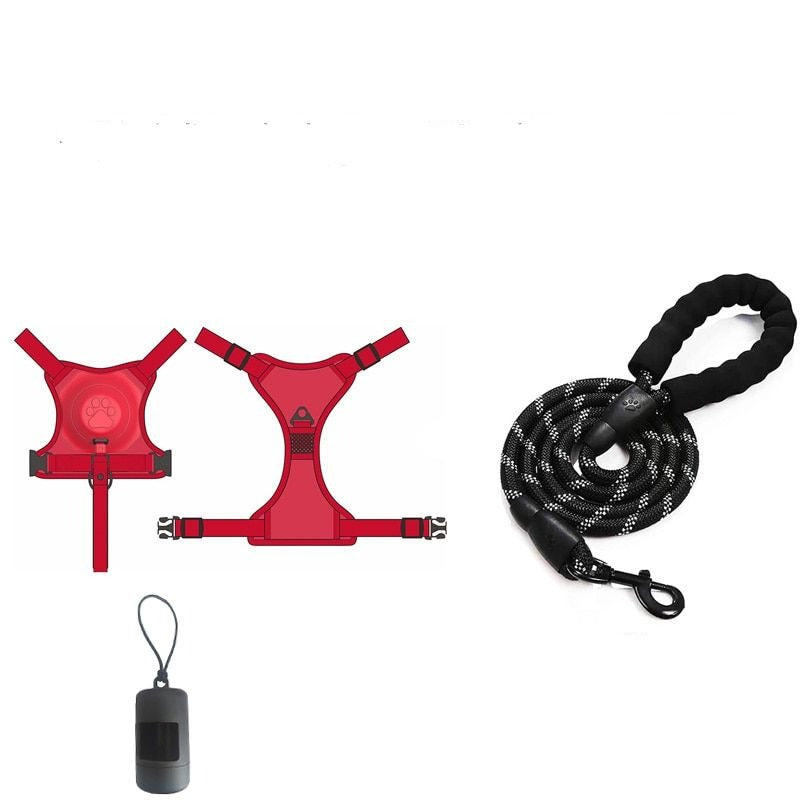 Pet Harness And Pet Leash Set With Pet Waste Bag Holder - Grafton Collection