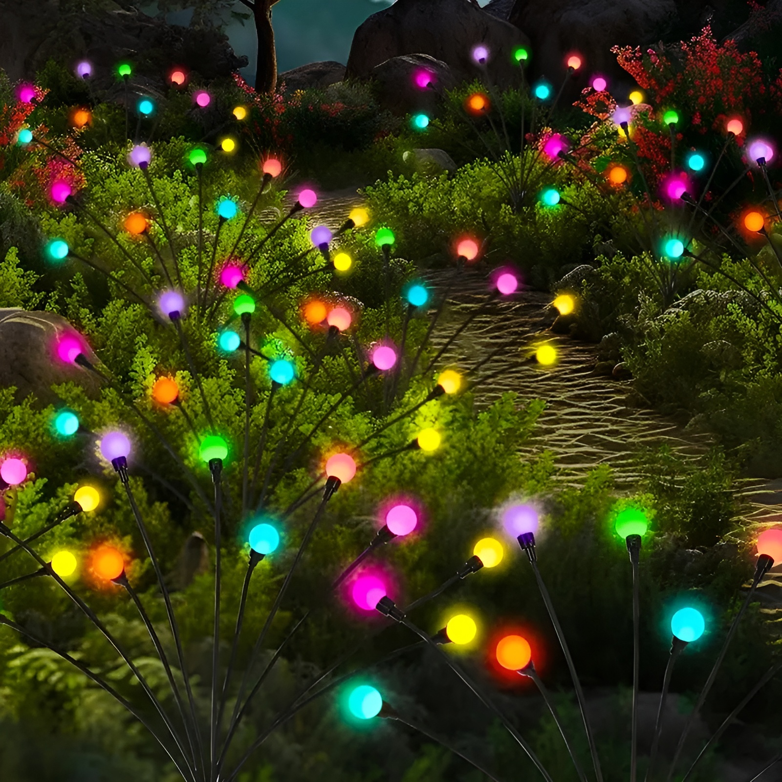 Solar Swaying Firefly Waterproof LED Lights For Garden And Outdoor Use