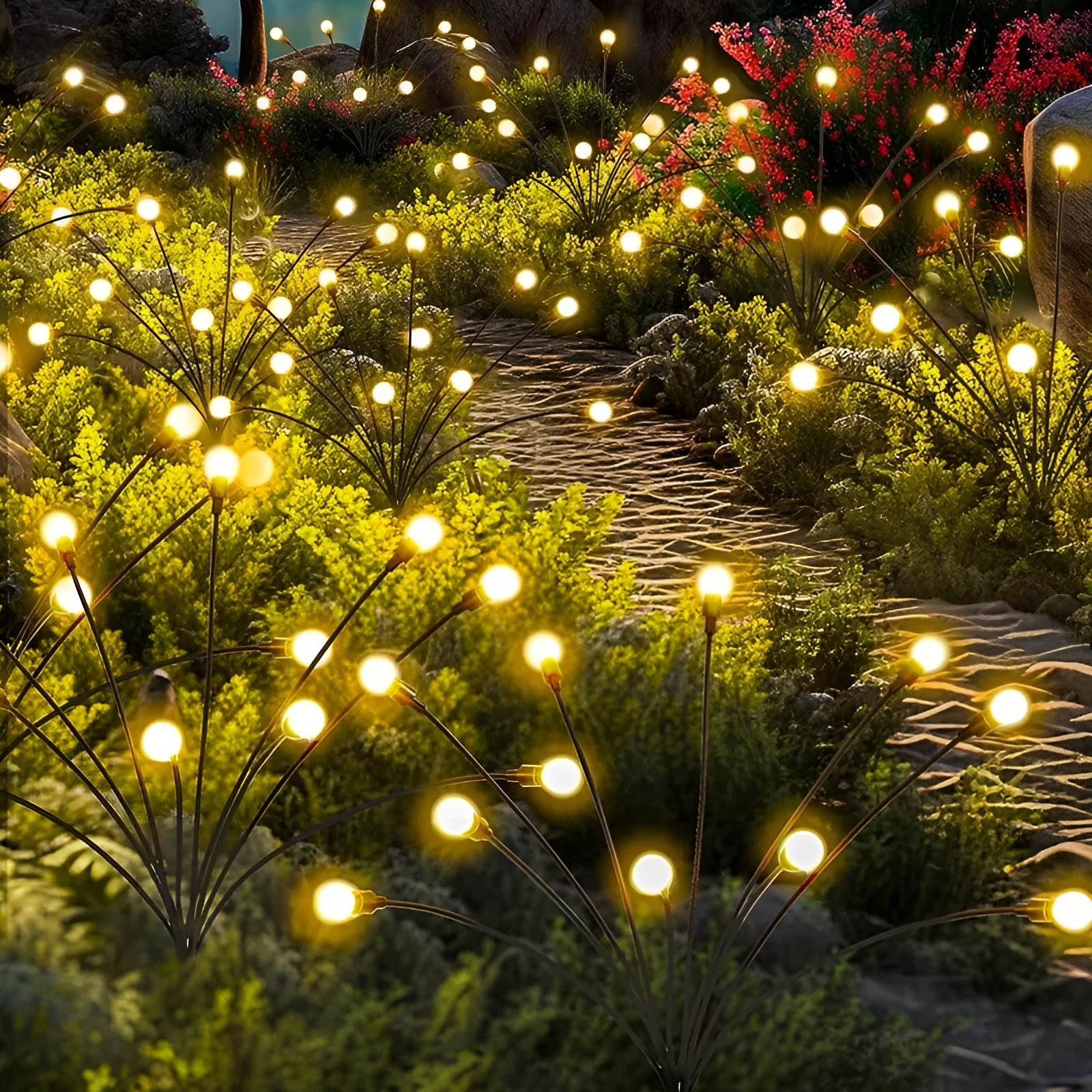 Solar Swaying Firefly Waterproof LED Lights For Garden And Outdoor Use