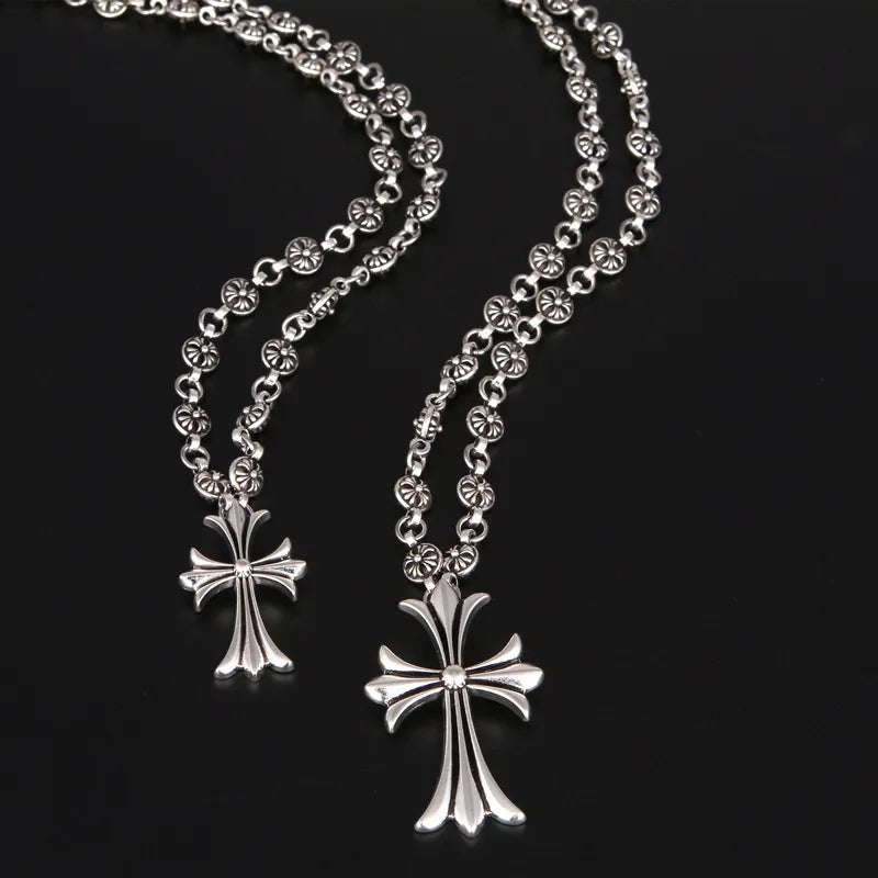 Vintage Silver Cross Pendant Necklace With Ball Chain-Customized Jewel