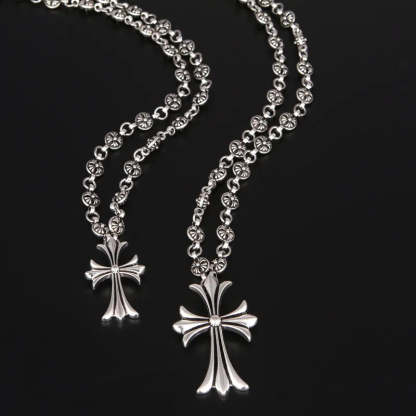 Vintage Silver Cross Pendant Necklace With Ball Chain-Customized Jewel