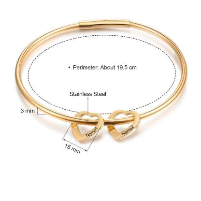 Heart On My Sleeve - 2 Name Customized Bracelet-Customized Jewel