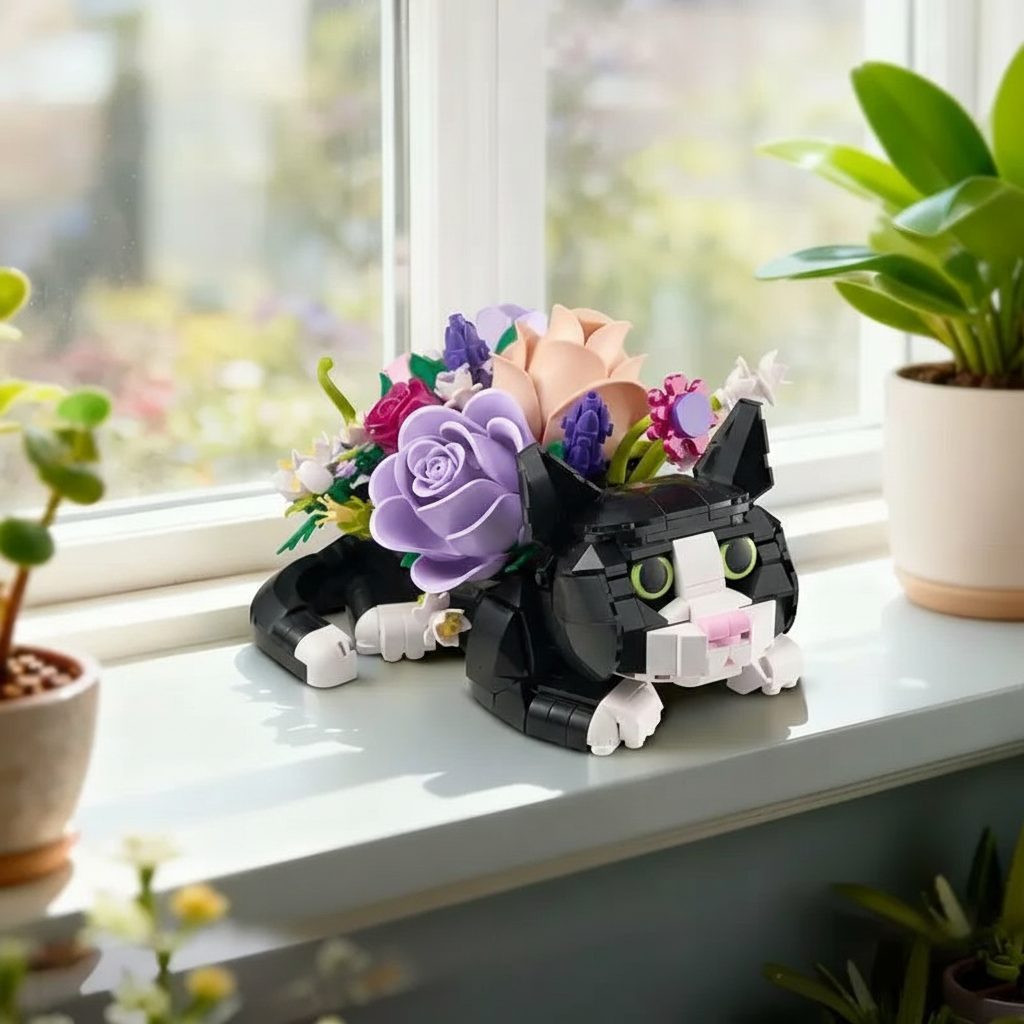 Cat Flower Bouquet Building Set