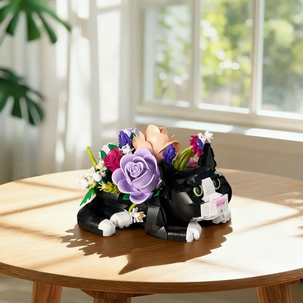 Cat Flower Bouquet Building Set