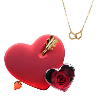 Rose Keepsake Box With Engraved Necklace-Customized Jewel