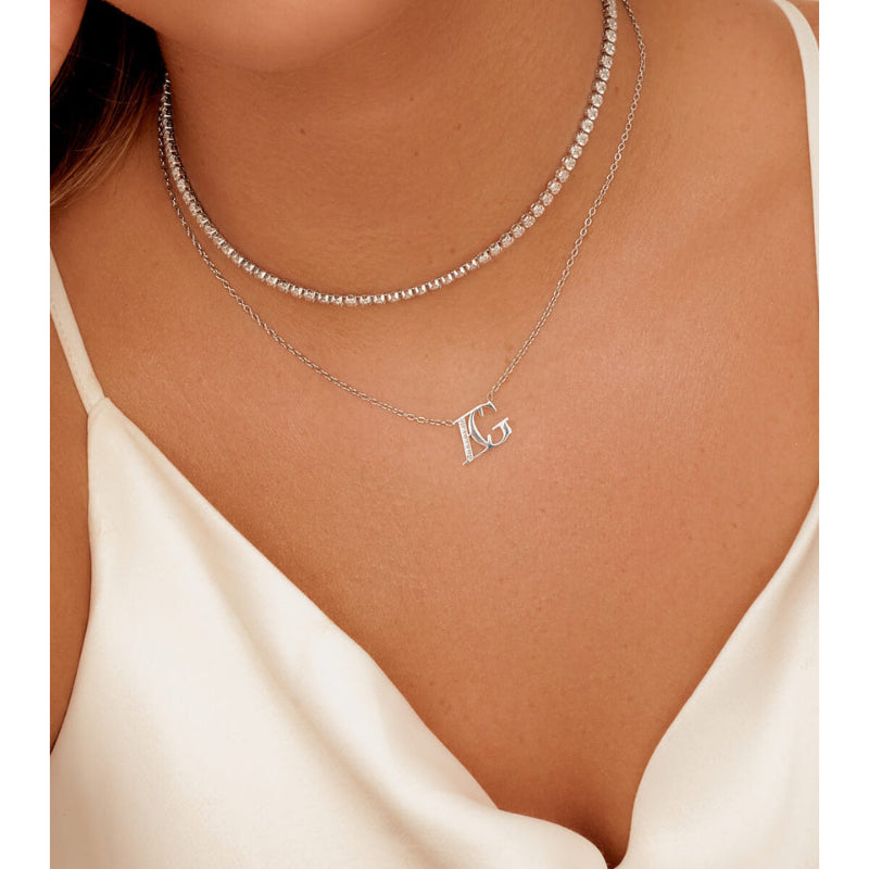 Double Initial Crystal Necklace-Customized Jewel