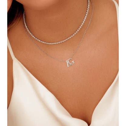 Double Initial Crystal Necklace-Customized Jewel