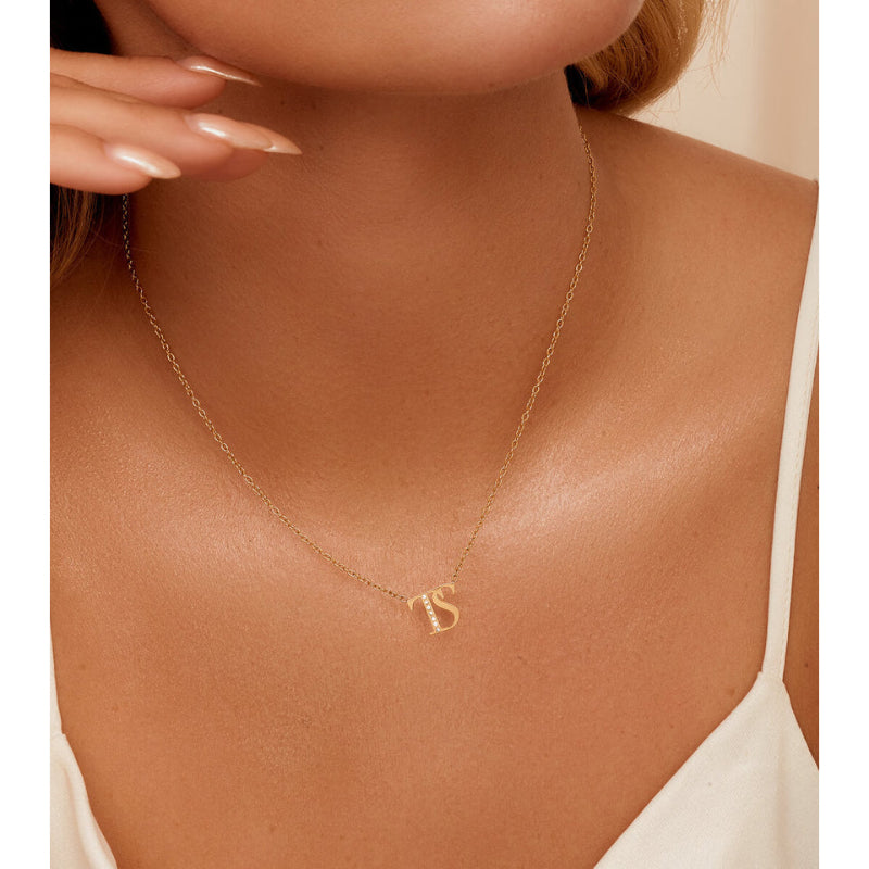 Double Initial Crystal Necklace-Customized Jewel