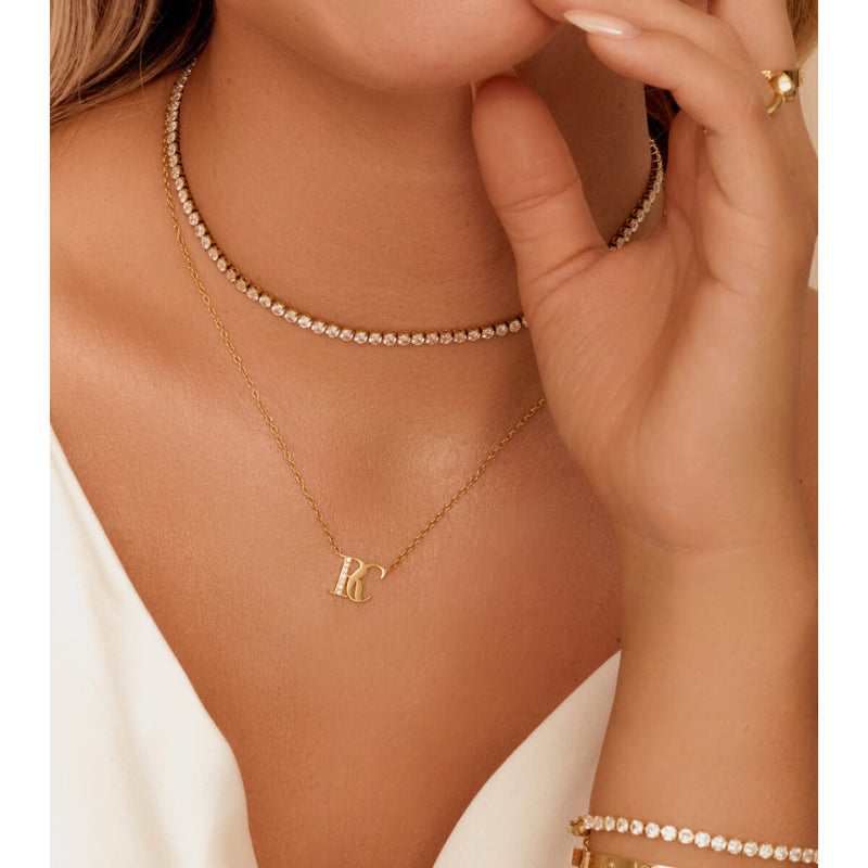 Double Initial Crystal Necklace-Customized Jewel