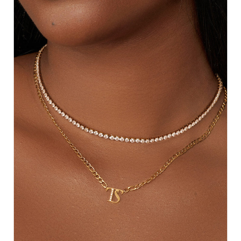 Double Initial Crystal Necklace-Customized Jewel