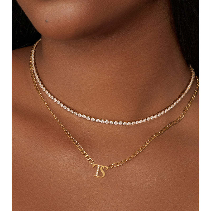 Double Initial Crystal Necklace-Customized Jewel