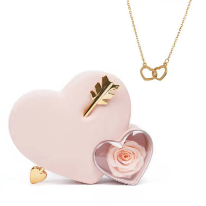 Rose Keepsake Box With Engraved Necklace-Customized Jewel