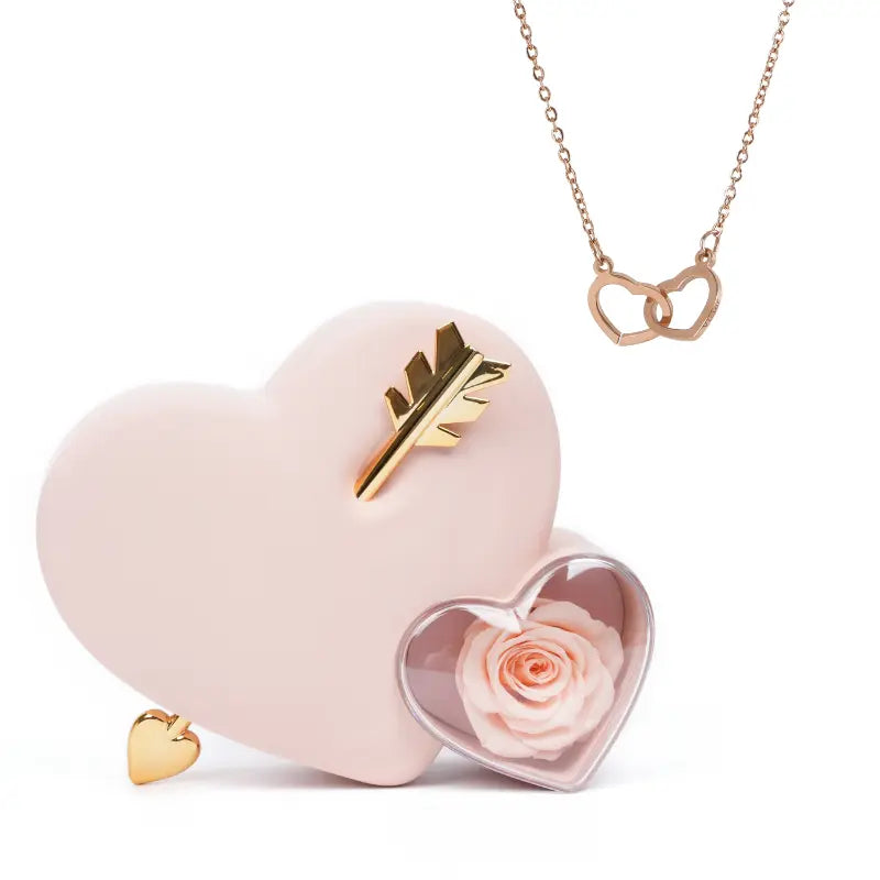 Rose Keepsake Box With Engraved Necklace-Customized Jewel