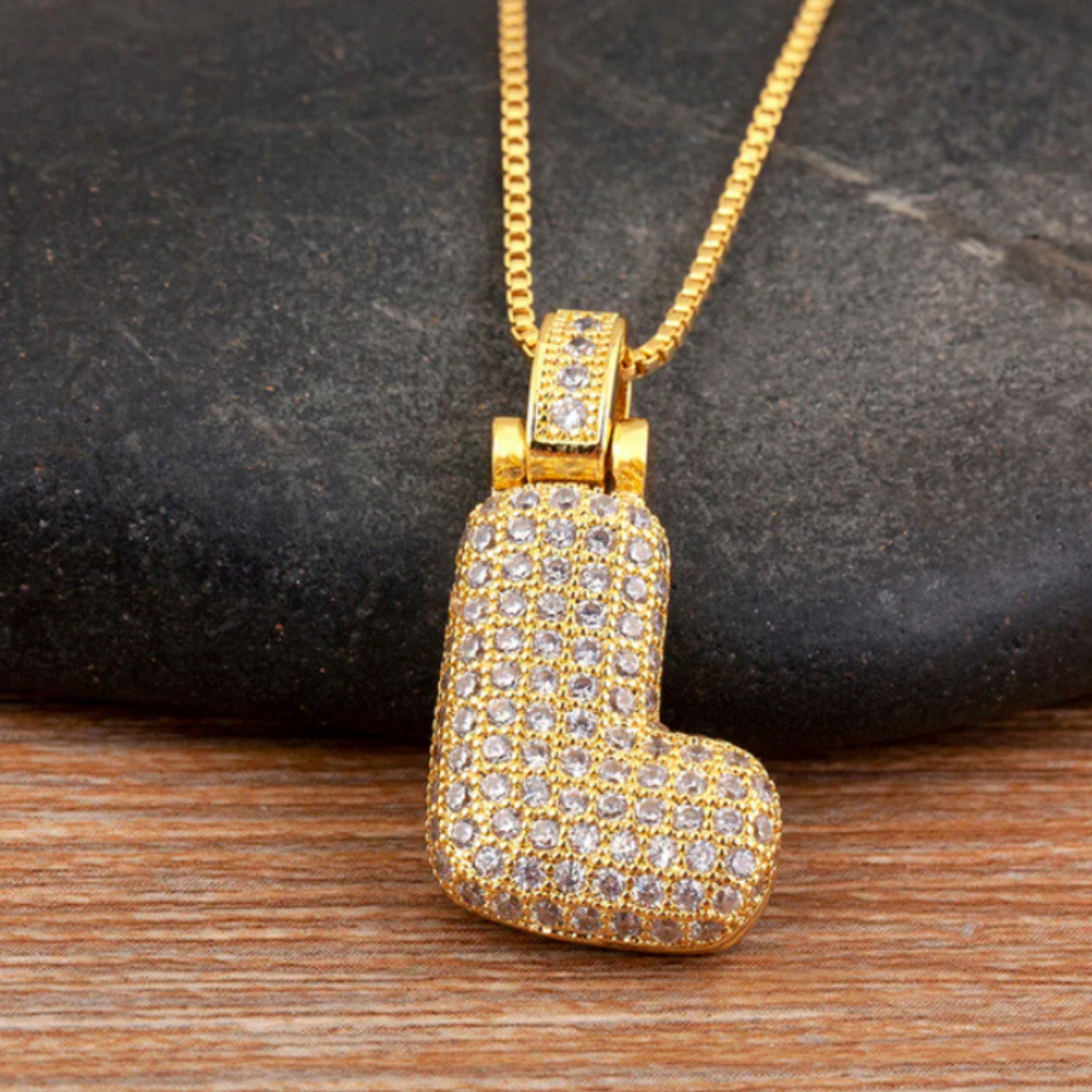 Crystal Embedded Initial Letter Necklace-Customized Jewel