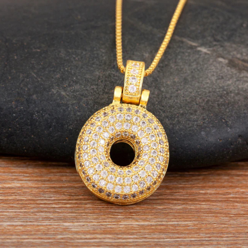 Crystal Embedded Initial Letter Necklace-Customized Jewel