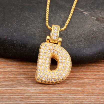 Crystal Embedded Initial Letter Necklace-Customized Jewel