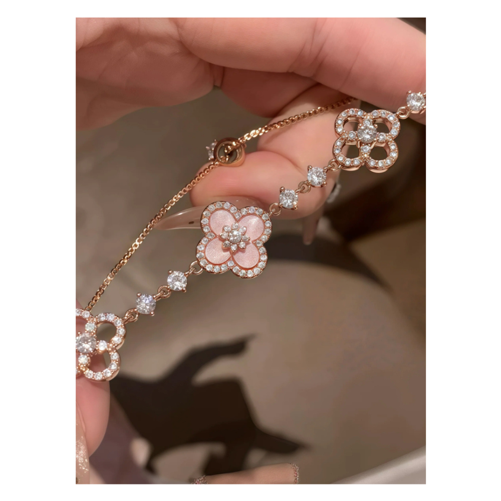 Flower Inspired Adjustable Chain Bracelet With Crystal Accents-Customized Jewel