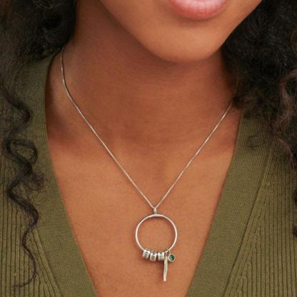 Custom Circle Pendant Necklace - 3 Custom Names & Birthstones-Customized Jewel