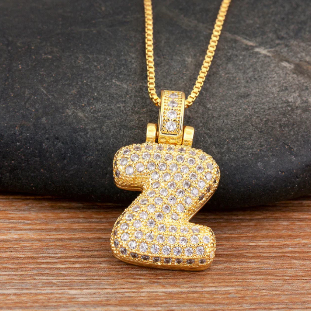 Crystal Embedded Initial Letter Necklace-Customized Jewel