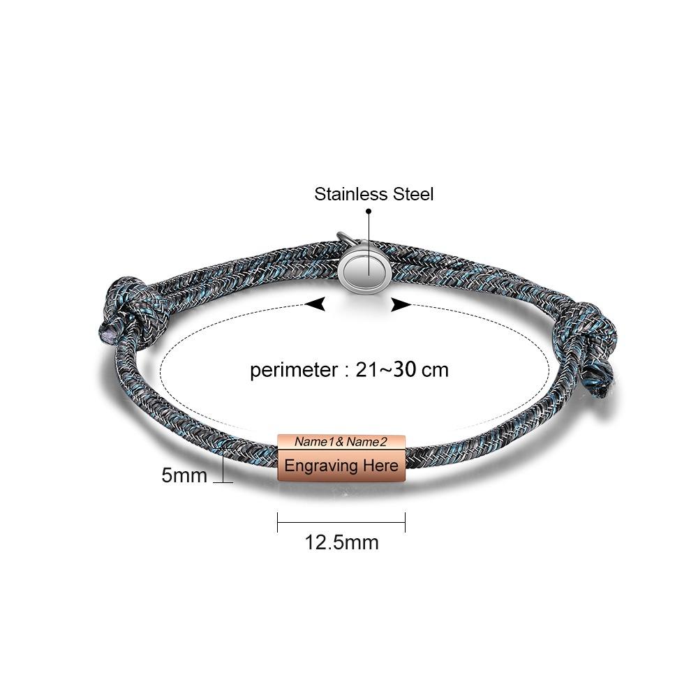 Personalized Magnetic Couples Rope Bracelet-Customized Jewel