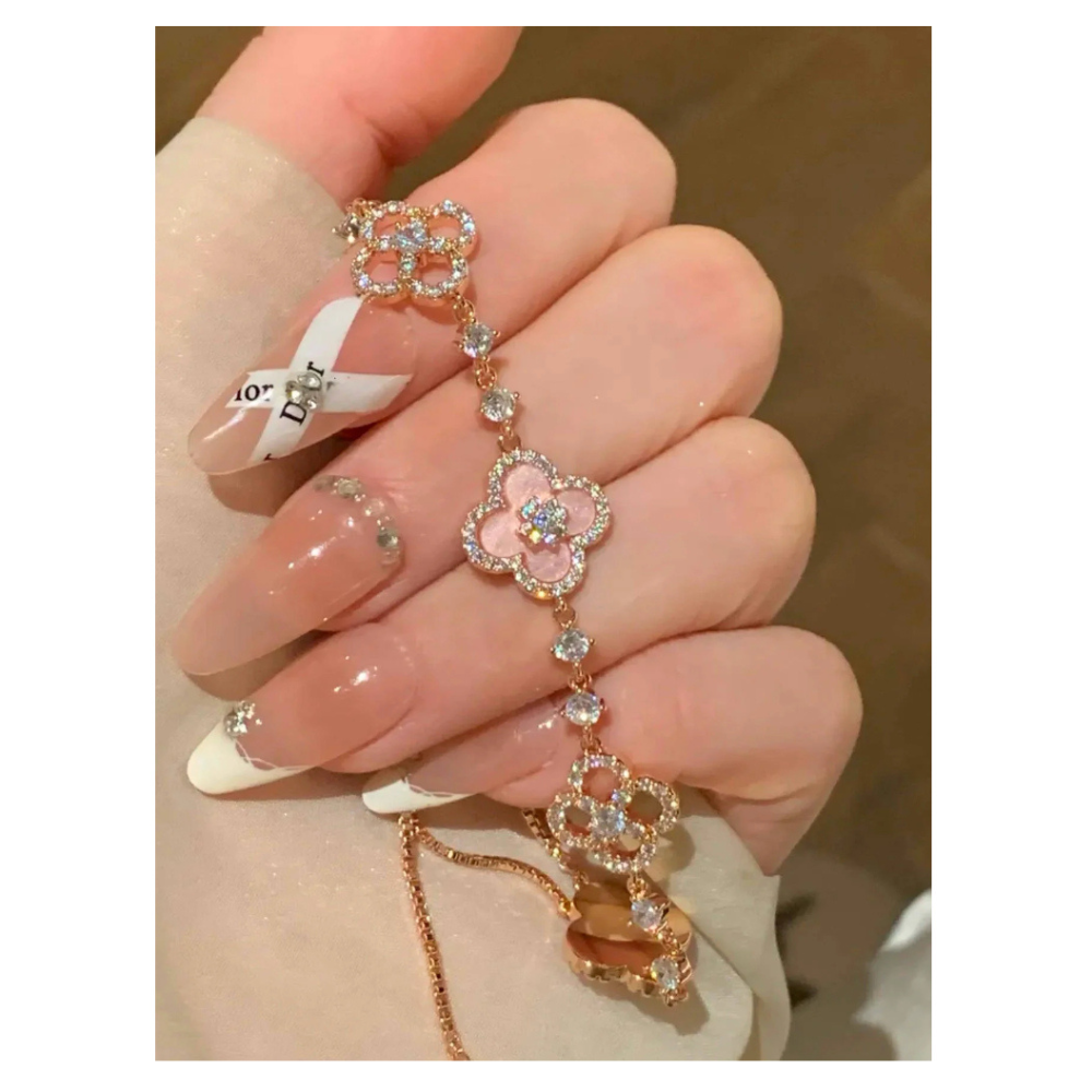 Flower Inspired Adjustable Chain Bracelet With Crystal Accents-Customized Jewel