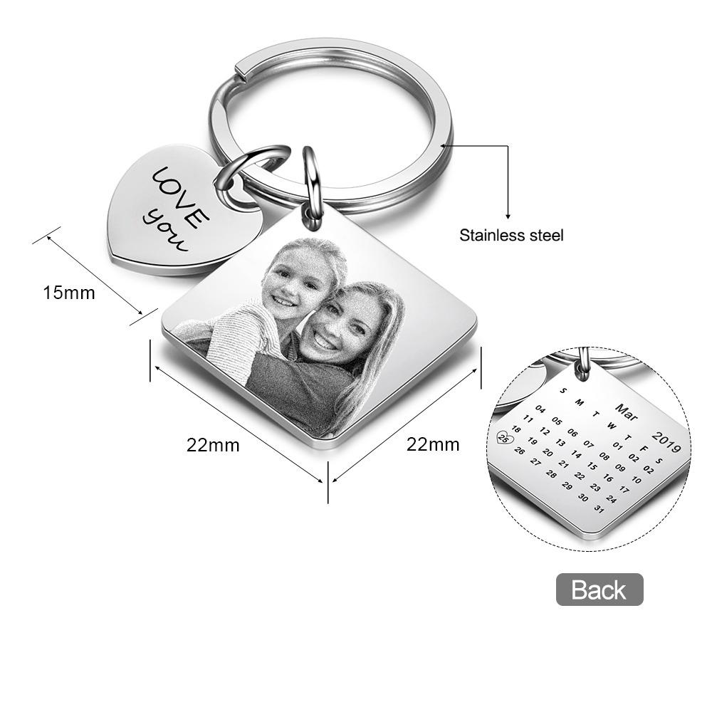 Personalized Photo & Date Engraved Keyring-Customized Jewel