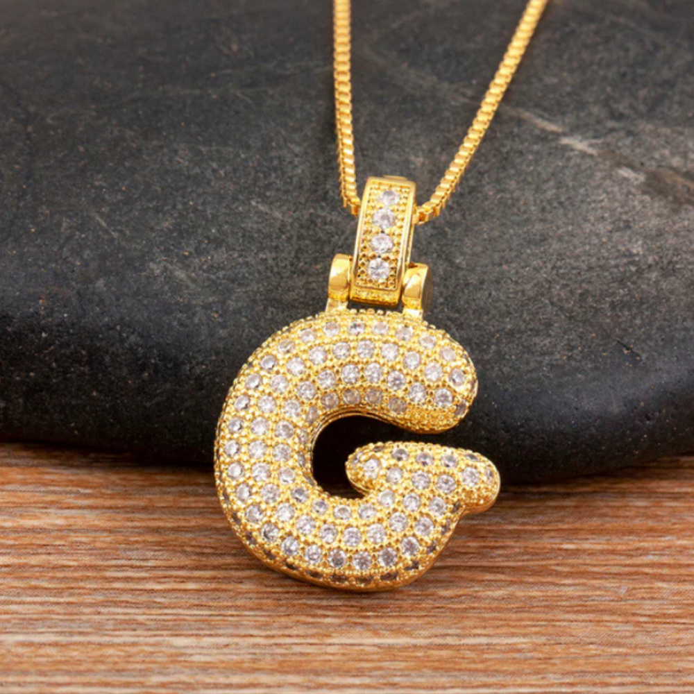 Crystal Embedded Initial Letter Necklace-Customized Jewel