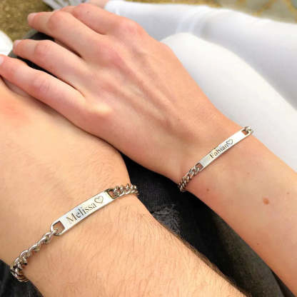 Personalized Couples Engraved Bracelet Set-Customized Jewel