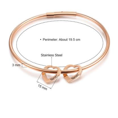 Heart On My Sleeve - 2 Name Customized Bracelet-Customized Jewel