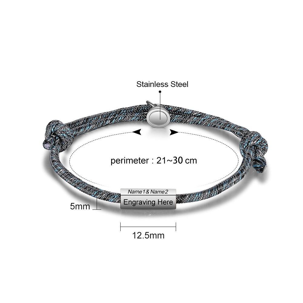 Personalized Magnetic Couples Rope Bracelet-Customized Jewel
