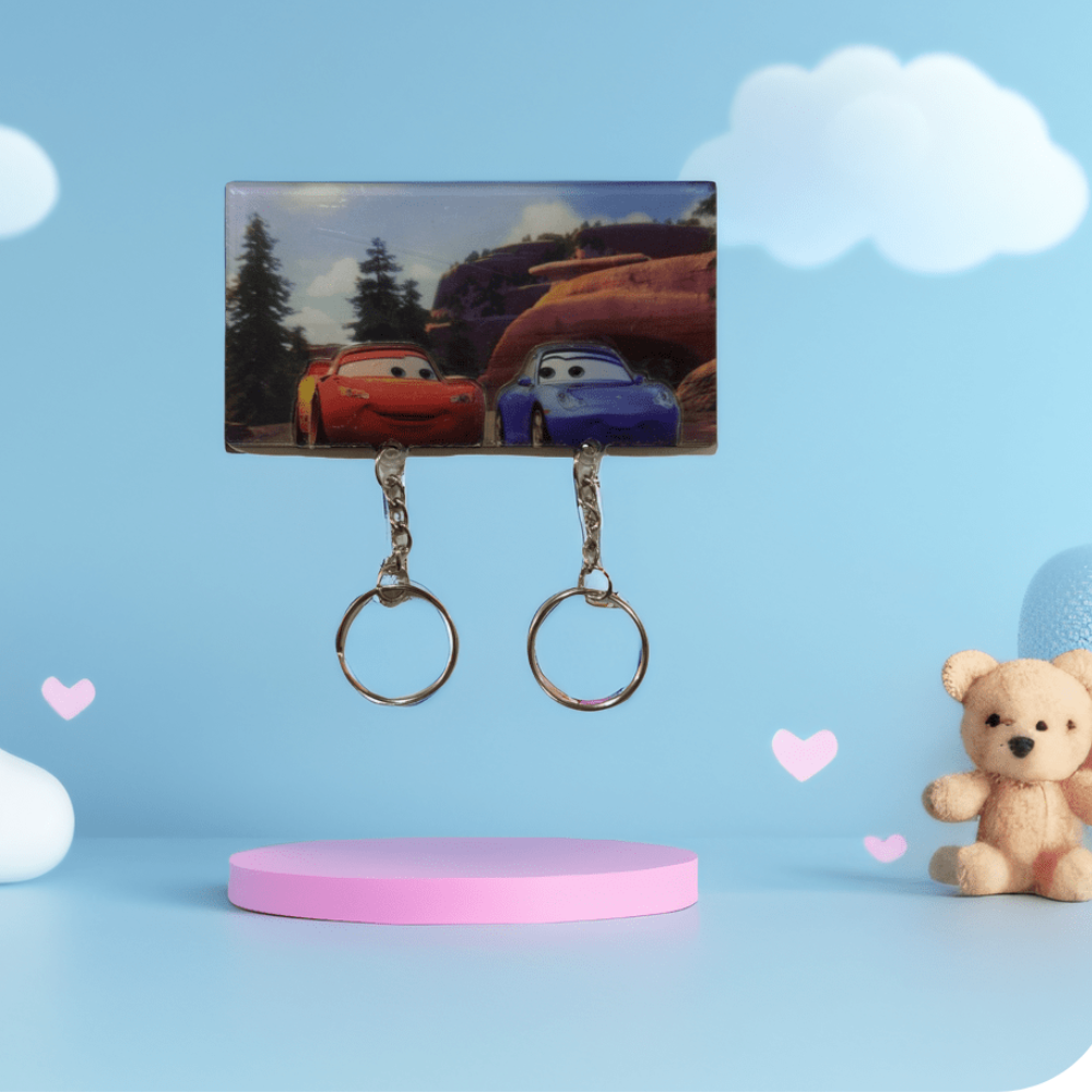 Enchanted Dual Cartoon Character Keychain-Customized Jewel