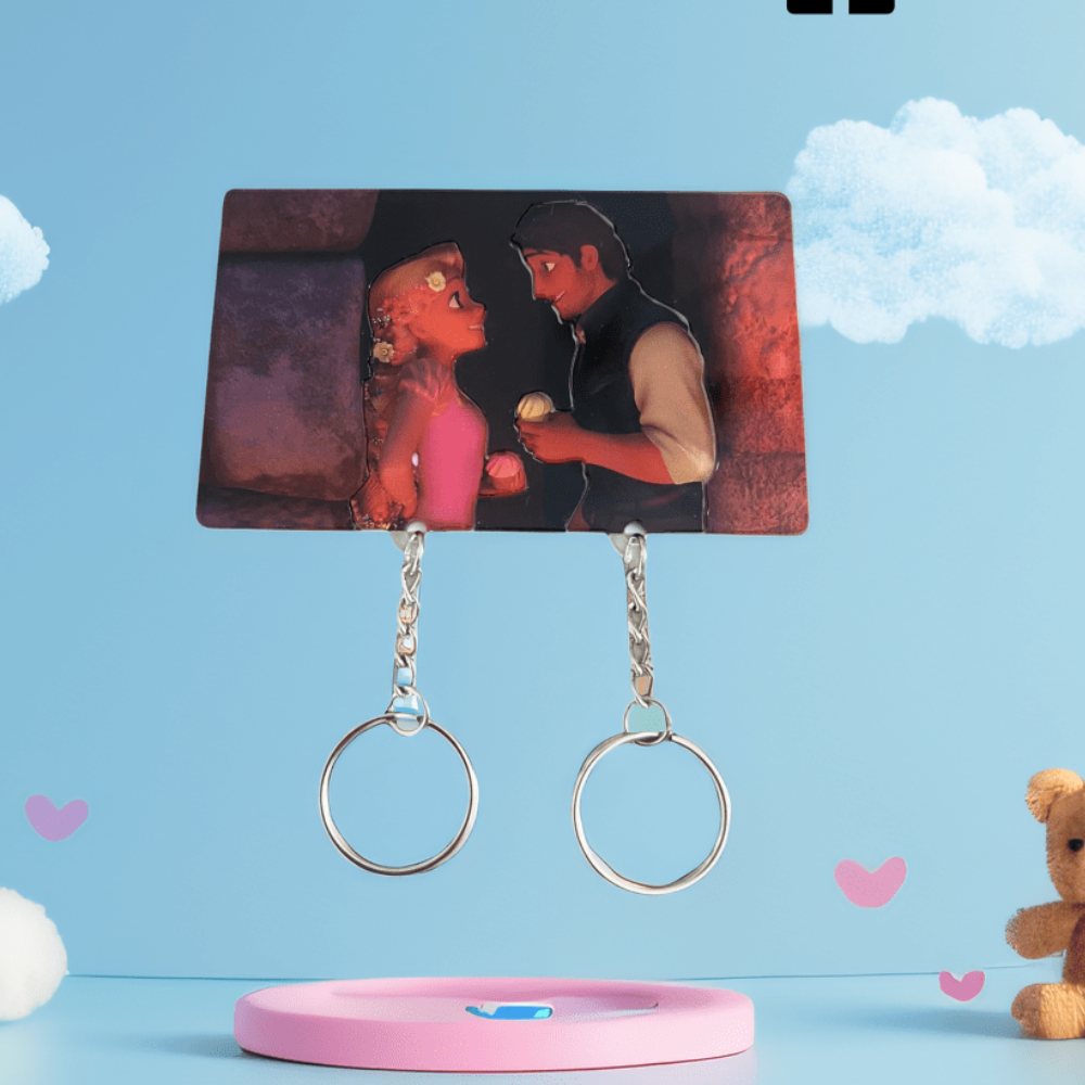 Enchanted Dual Cartoon Character Keychain-Customized Jewel