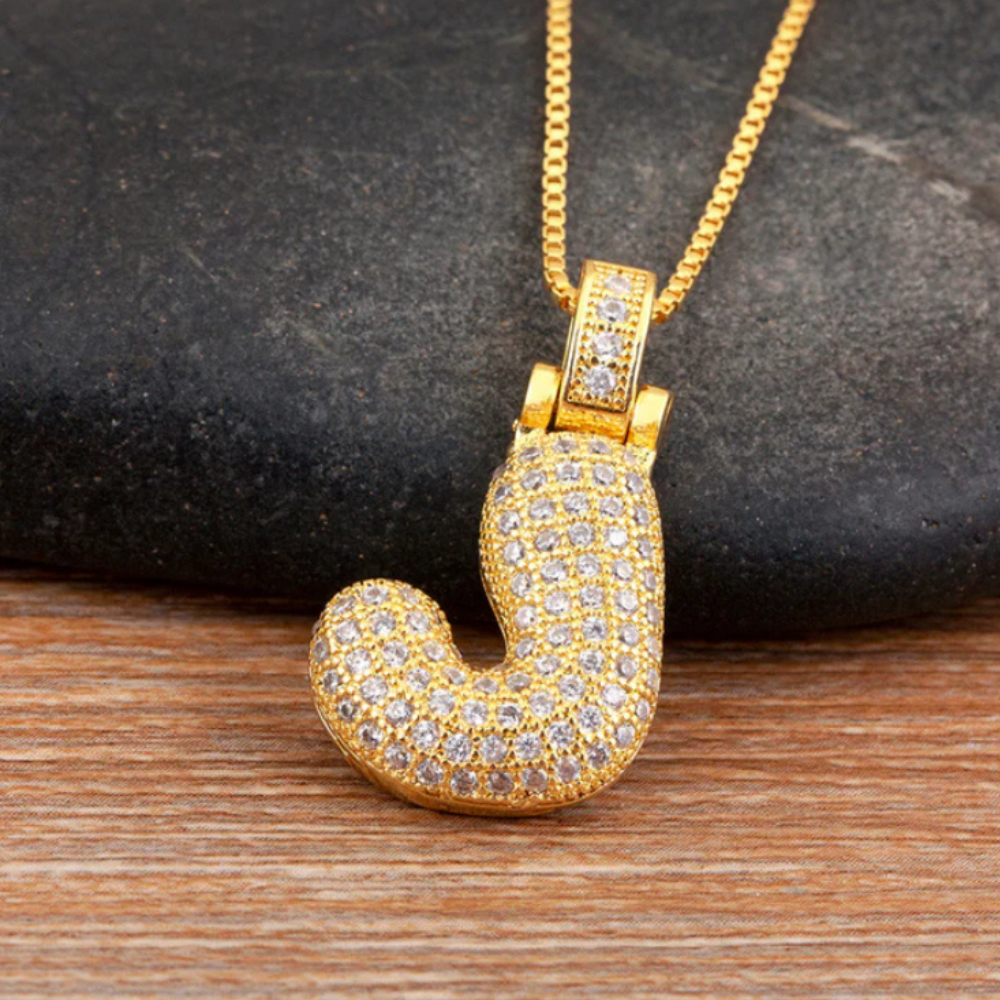Crystal Embedded Initial Letter Necklace-Customized Jewel