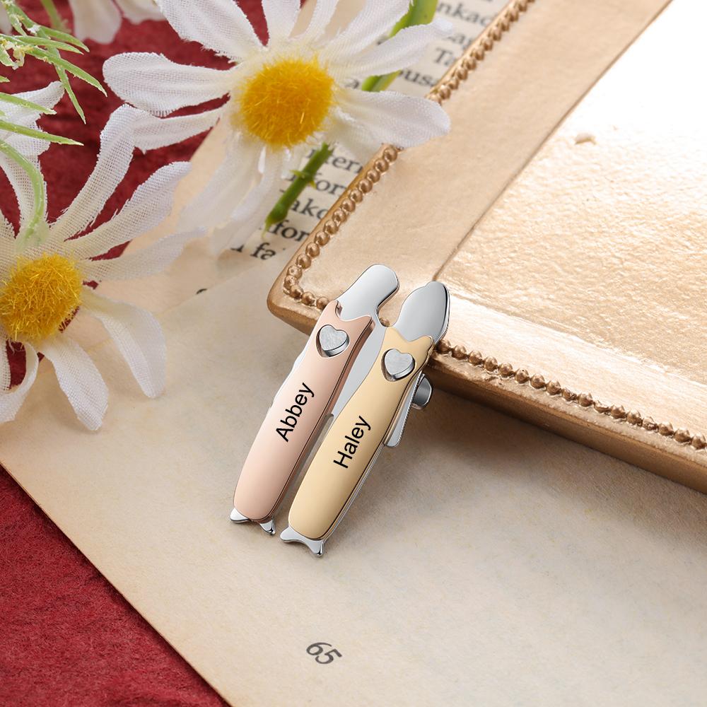 Bond Between Sister Custom Engraved Pin - Two Sisters-Customized Jewel