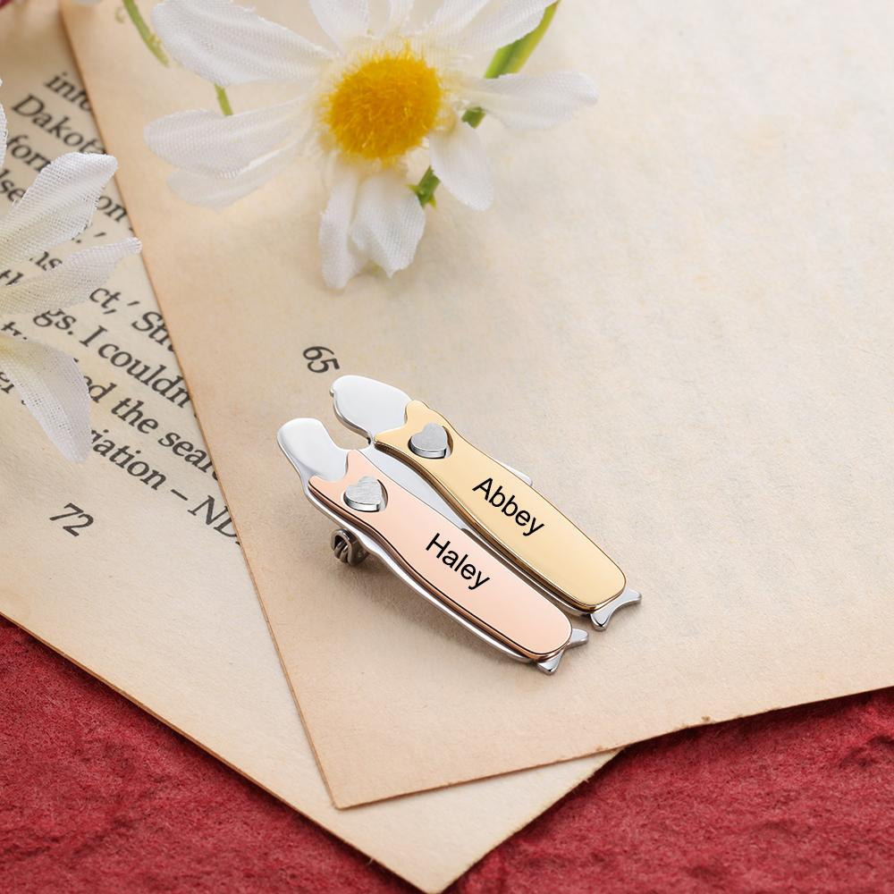 Bond Between Sister Custom Engraved Pin - Two Sisters-Customized Jewel
