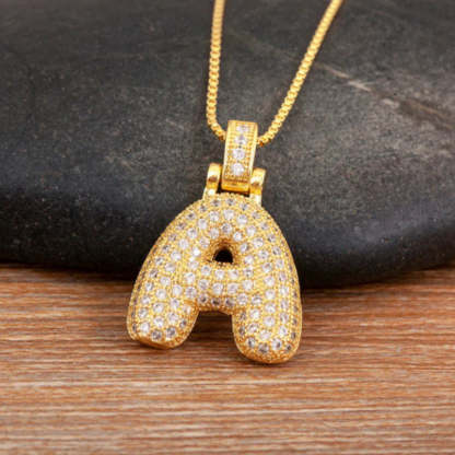 Crystal Embedded Initial Letter Necklace-Customized Jewel
