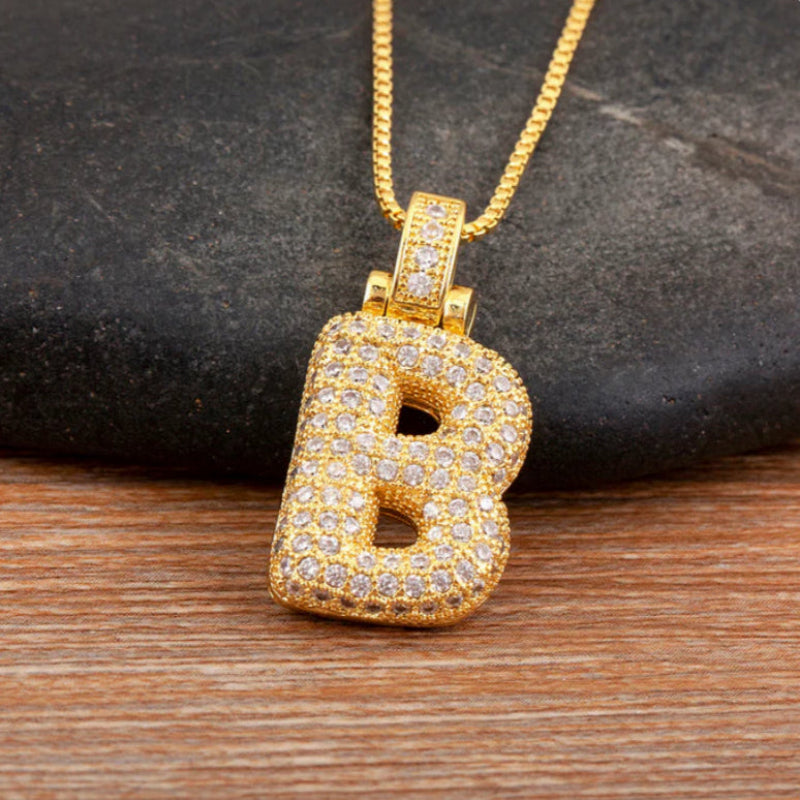 Crystal Embedded Initial Letter Necklace-Customized Jewel