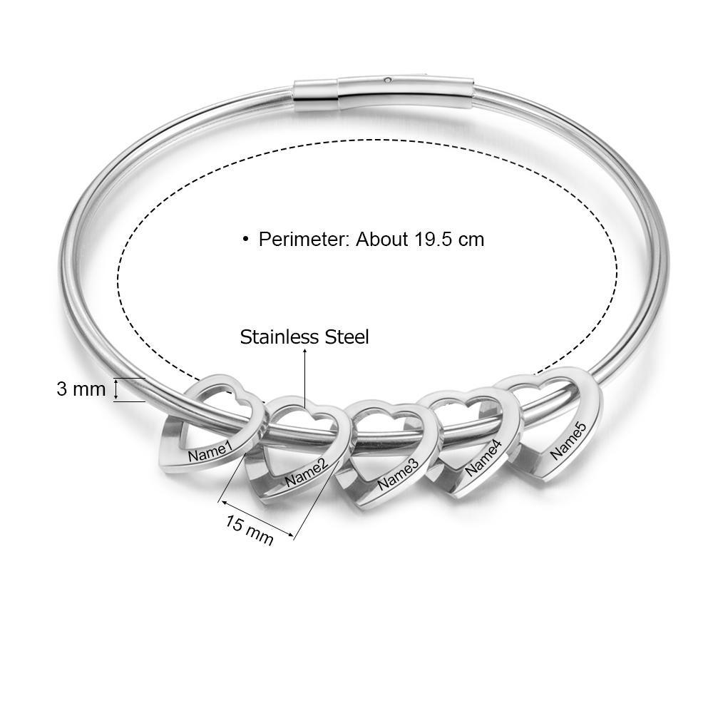 Heart On My Sleeve - 5 Name Customized Bracelet-Customized Jewel