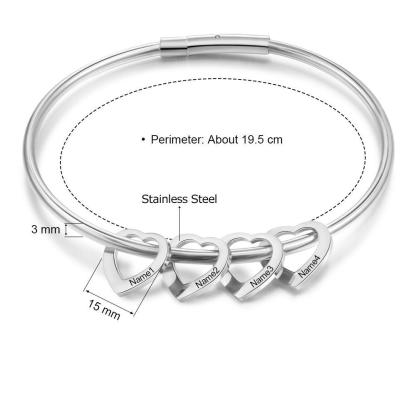 Heart On My Sleeve - 4 Name Customized Bracelet-Customized Jewel
