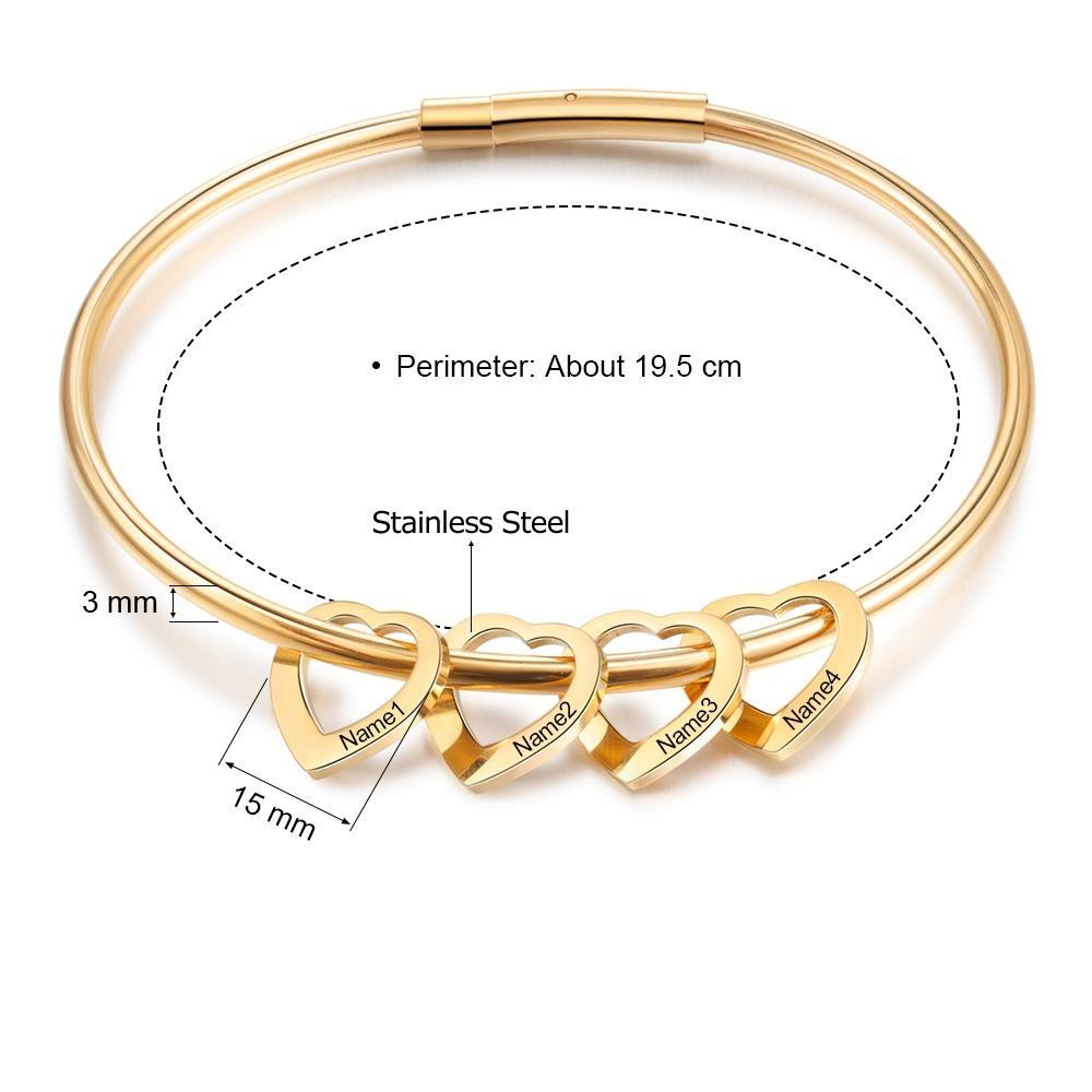Heart On My Sleeve - 4 Name Customized Bracelet-Customized Jewel
