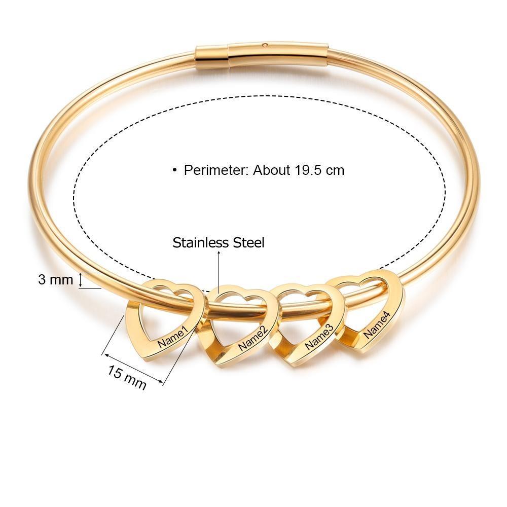 Heart On My Sleeve - 4 Name Customized Bracelet-Customized Jewel