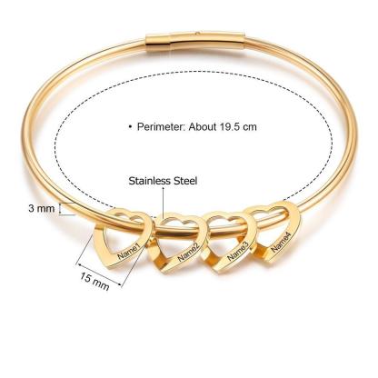Heart On My Sleeve - 4 Name Customized Bracelet-Customized Jewel
