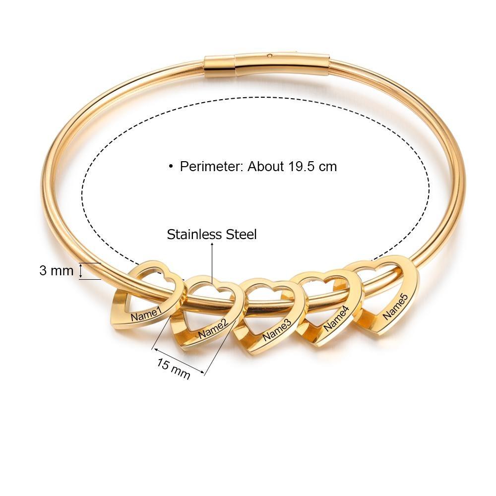 Heart On My Sleeve - 5 Name Customized Bracelet-Customized Jewel