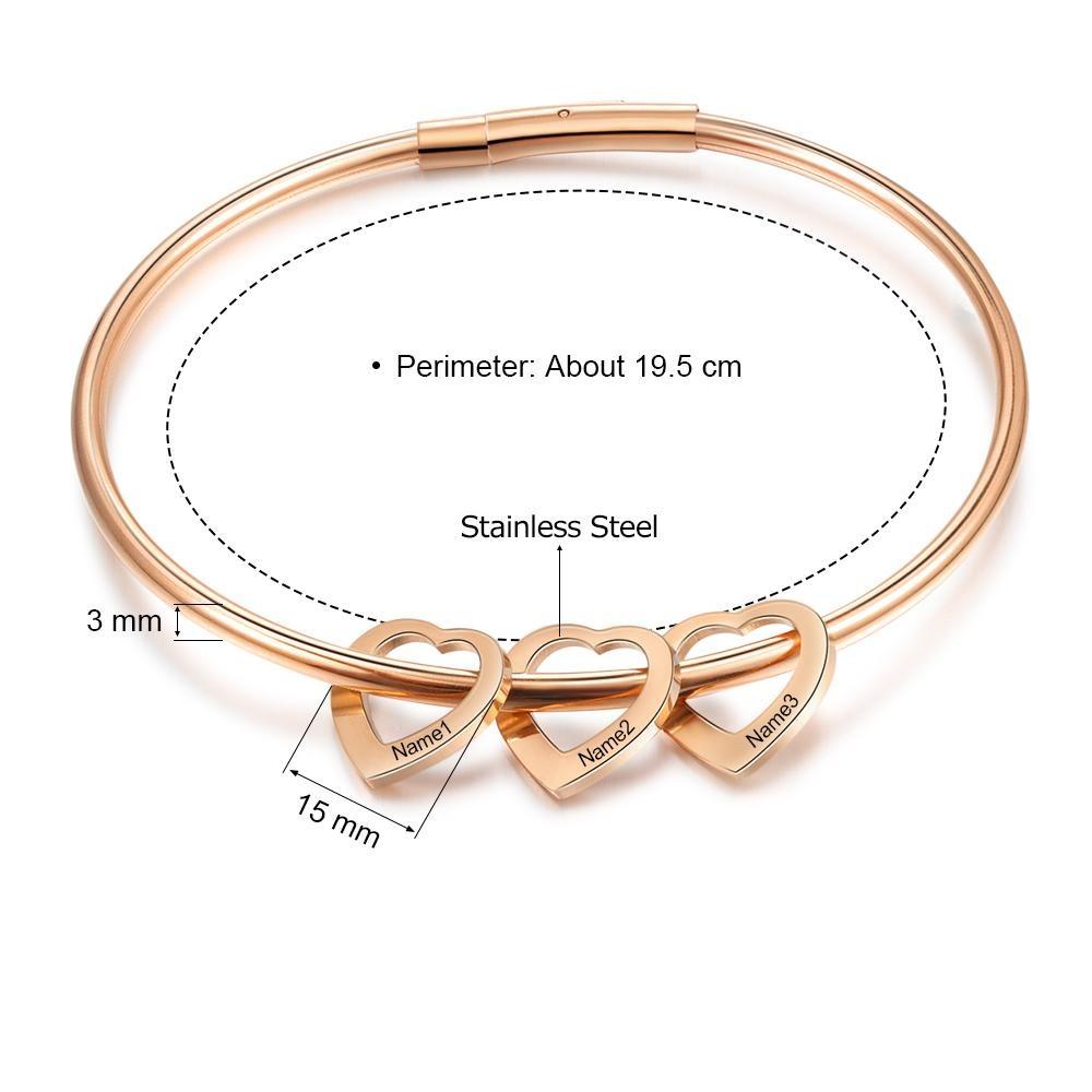 Heart On My Sleeve - 3 Name Customized Bracelet-Customized Jewel