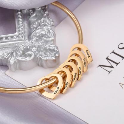 Heart On My Sleeve - 6 Name Customized Bracelet-Customized Jewel