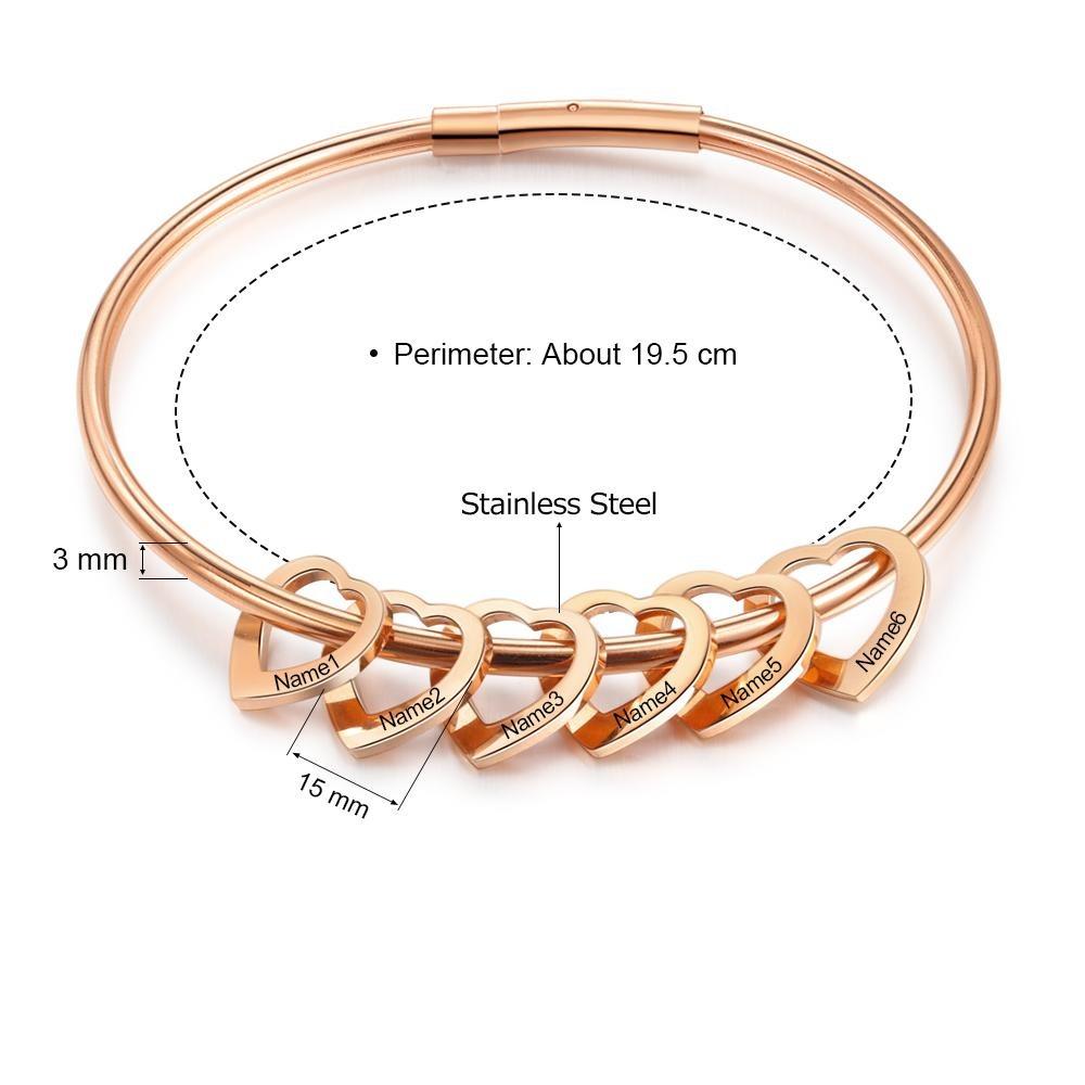 Heart On My Sleeve - 6 Name Customized Bracelet-Customized Jewel