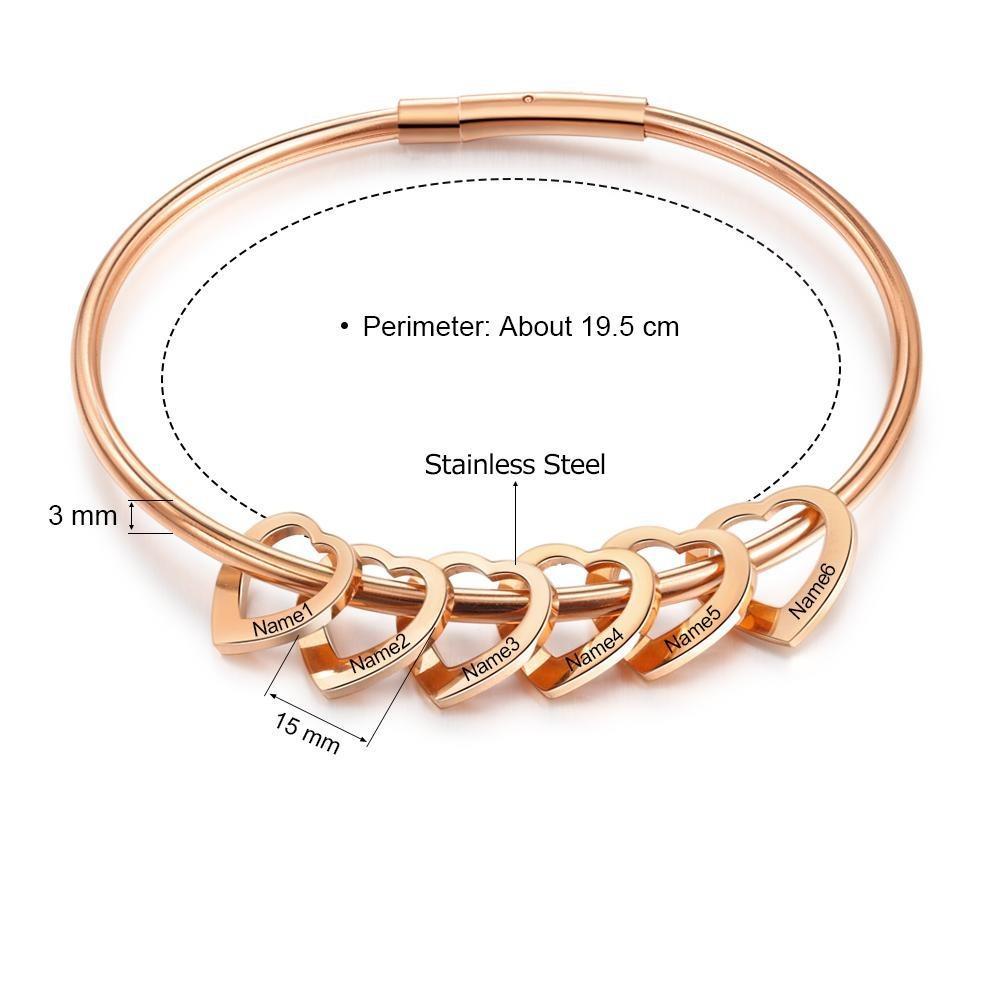 Heart On My Sleeve - 6 Name Customized Bracelet-Customized Jewel