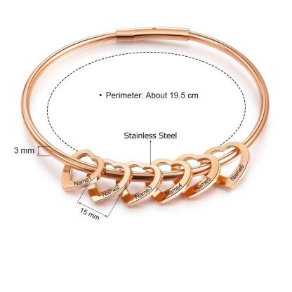 Heart On My Sleeve - 6 Name Customized Bracelet-Customized Jewel